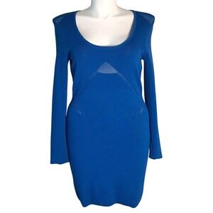 Cut25 by Yigal Azrouel Women's Knit Long Sleeve Dress BlueLarge